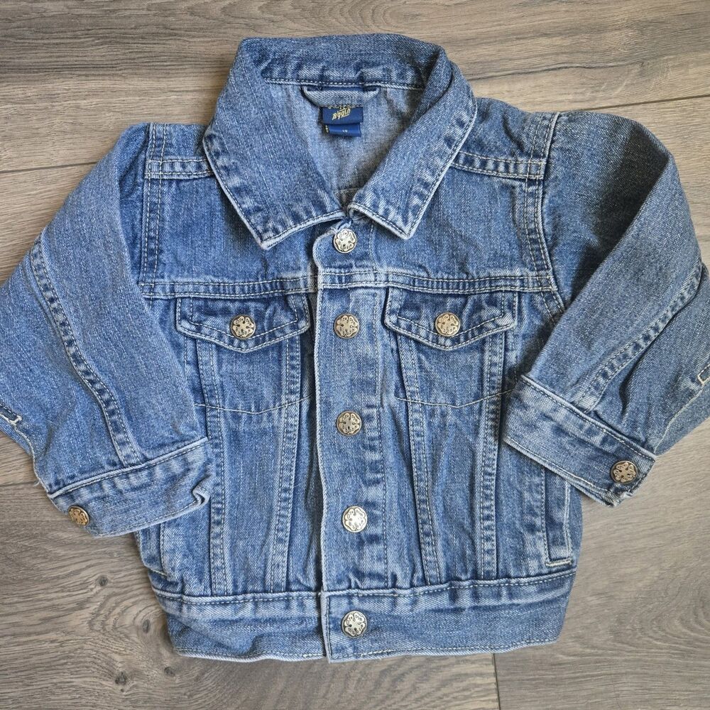 Vintage OshKosh B'gosh 1T Denim Jacket 90s Trucker Blue Jean Classic 4 Pocket